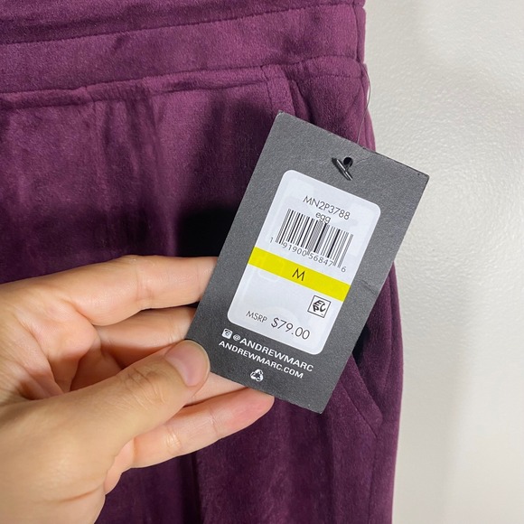 NWT Andrew Marc Sport‎ Velour Lounge Pants Plum Velvet Womens Medium - Picture 4 of 15